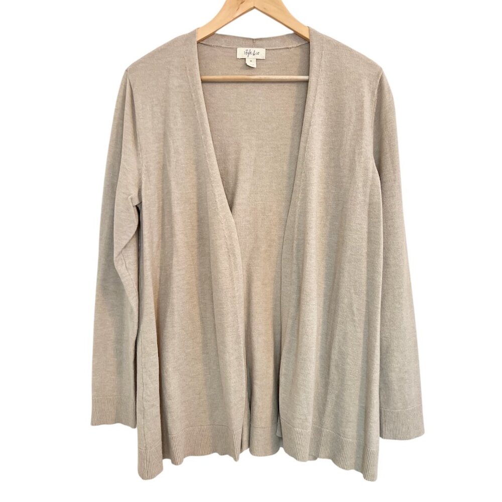 Style & Co Open Front Cardigan Sweater Women's Size Medium Tan Beige